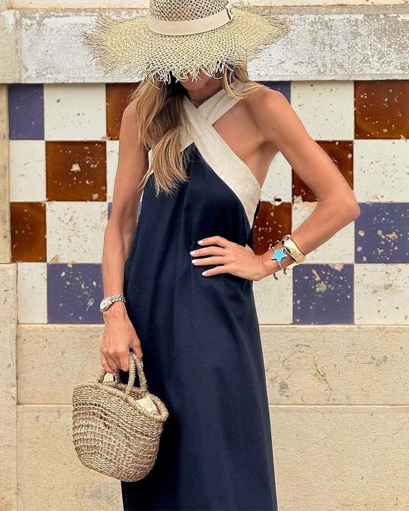 SELVAYA™ | LUXE HALTER MAXI DRESS FOR SUMMER ELEGANCE