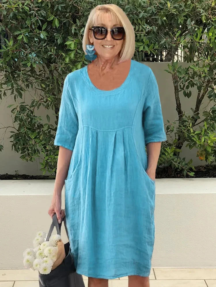 MAËLINE™ | LIGHTWEIGHT COTTON DRESS WITH POCKETS