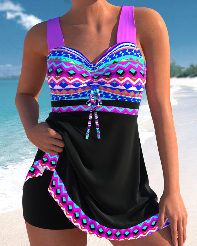 Eliza | Swimsuit with Lacing and Striped Pattern