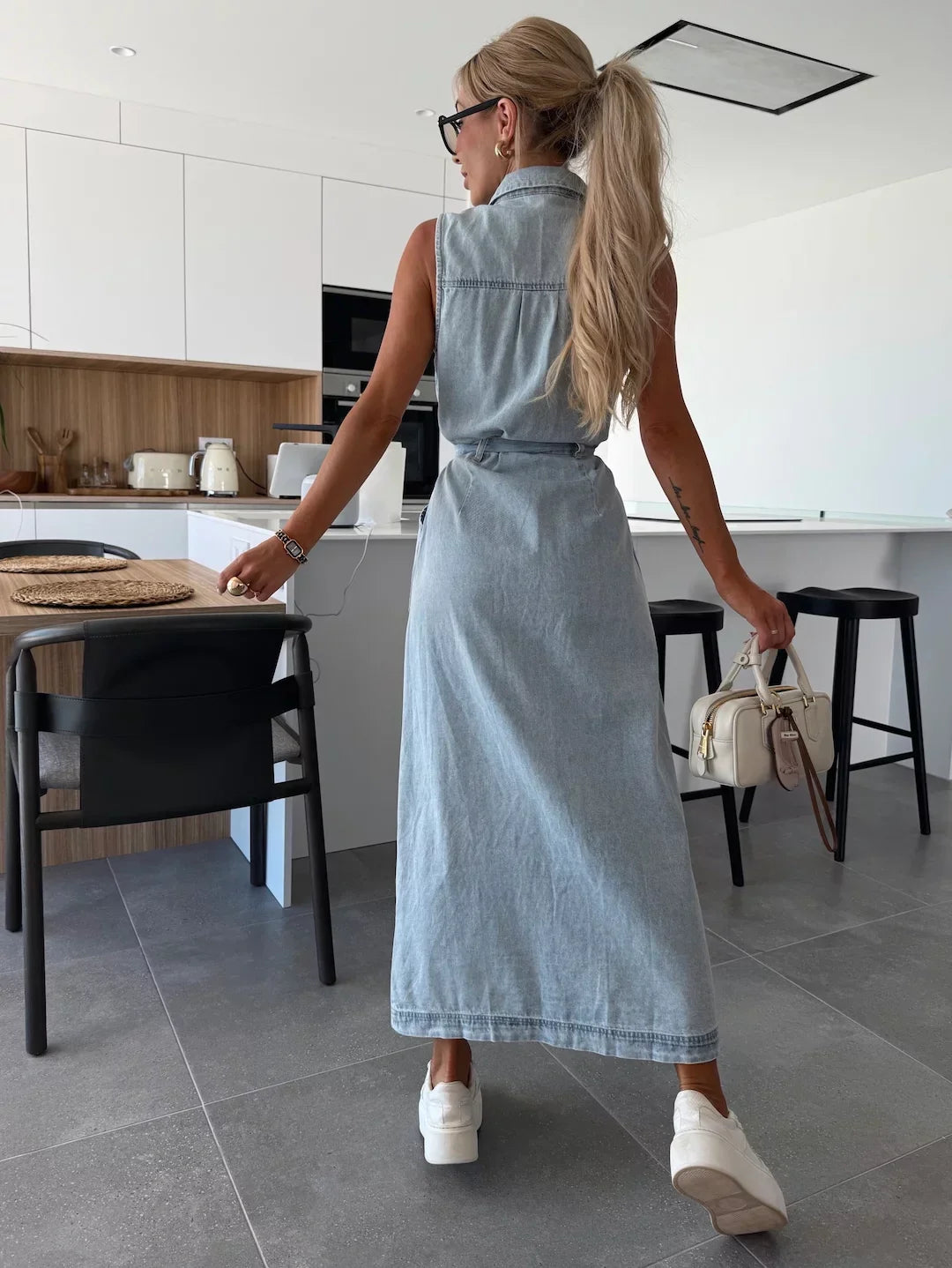 MARENZA™ | STRUCTURED MAXI DENIM DRESS