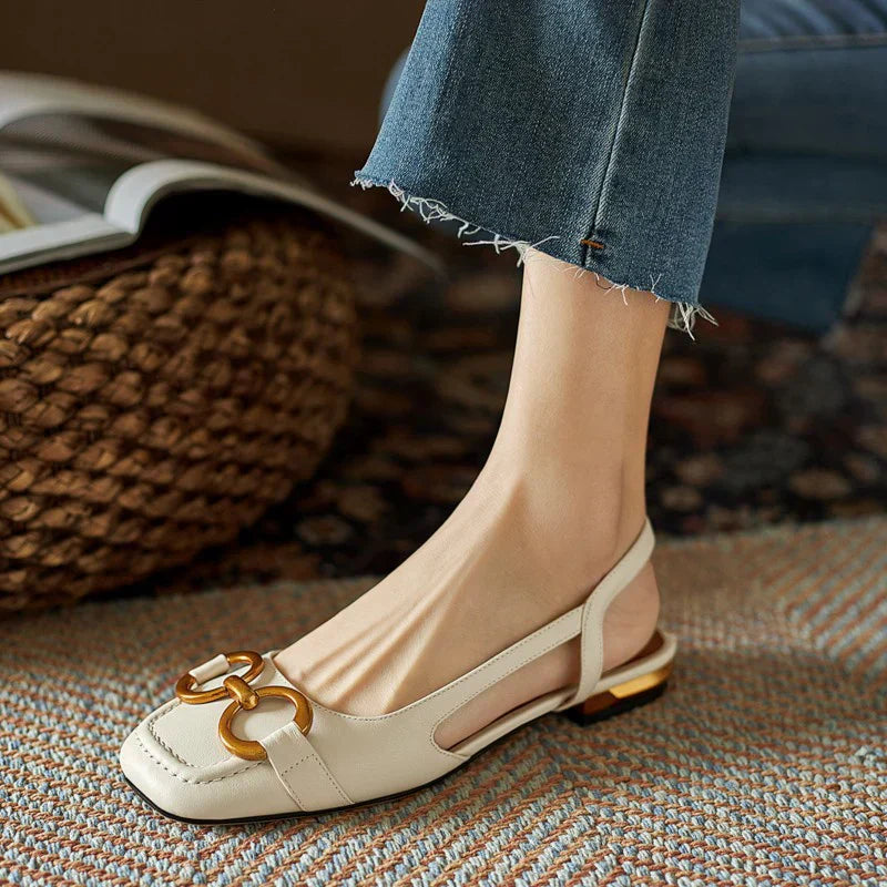 Porzia - Dames slingback instapper met vierkante neus