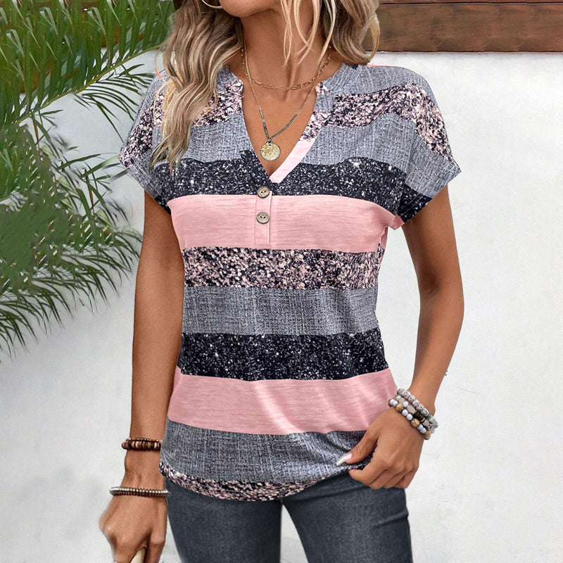 ILVANA™ | RELAXED STRIPED BLOUSE WITH SHORT SLEEVES