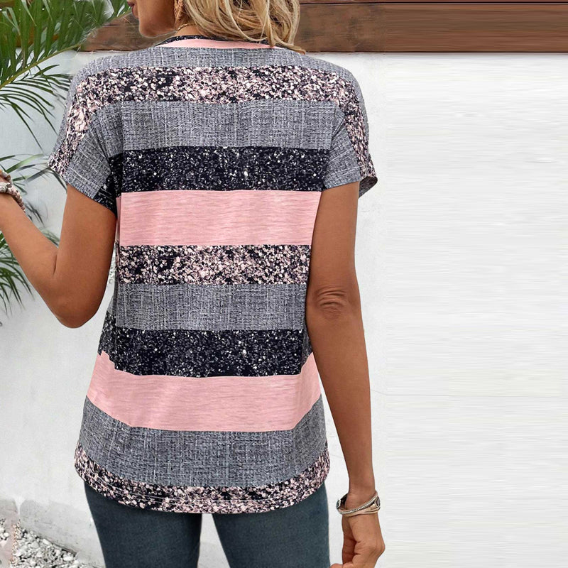 ILVANA™ | RELAXED STRIPED BLOUSE WITH SHORT SLEEVES