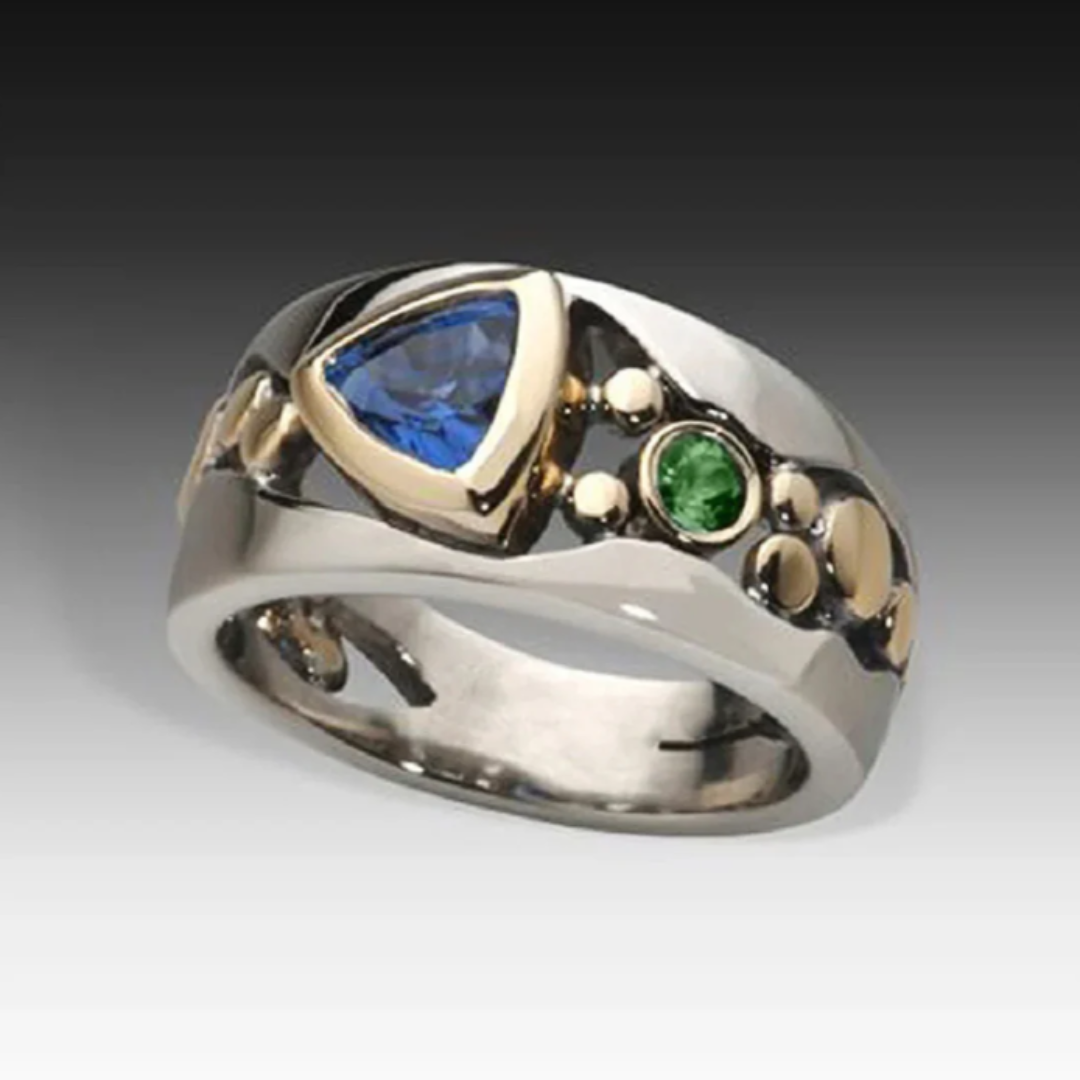 Vintage Sienna Ring with Blue Crystal