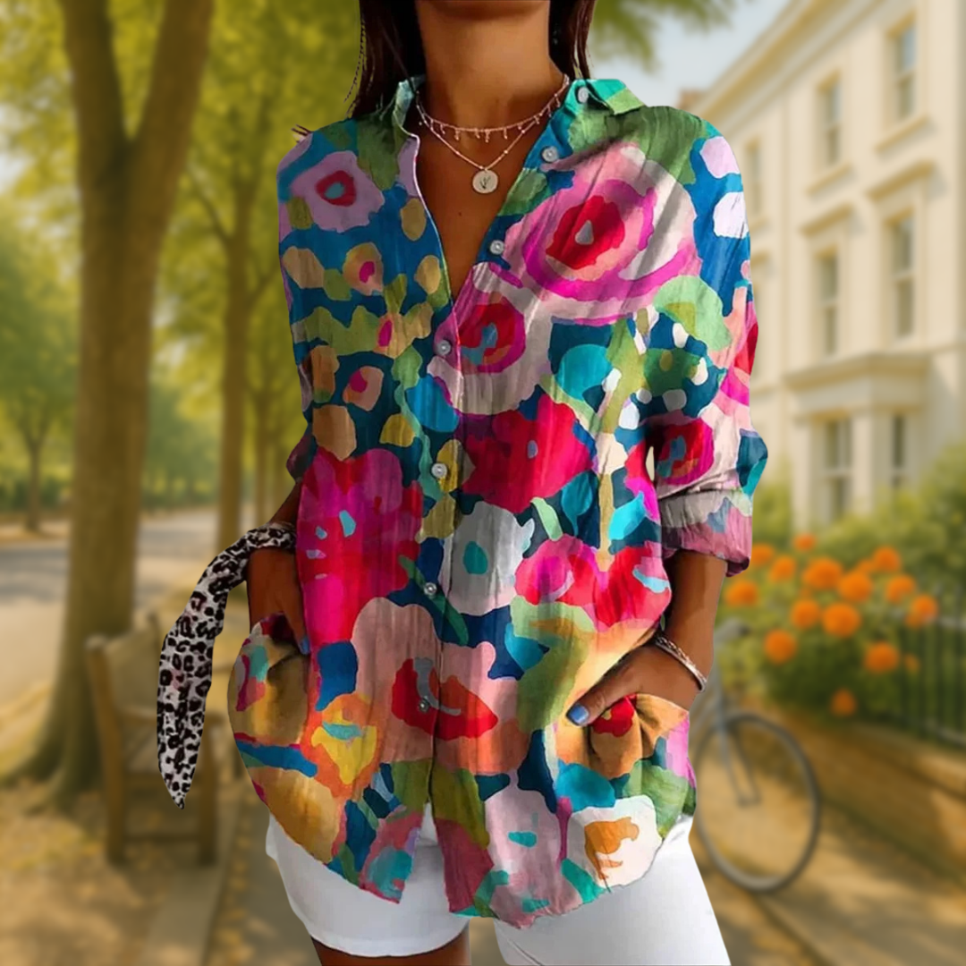 VIANELA™ | FLORAL BUTTON-DOWN BLOUSE