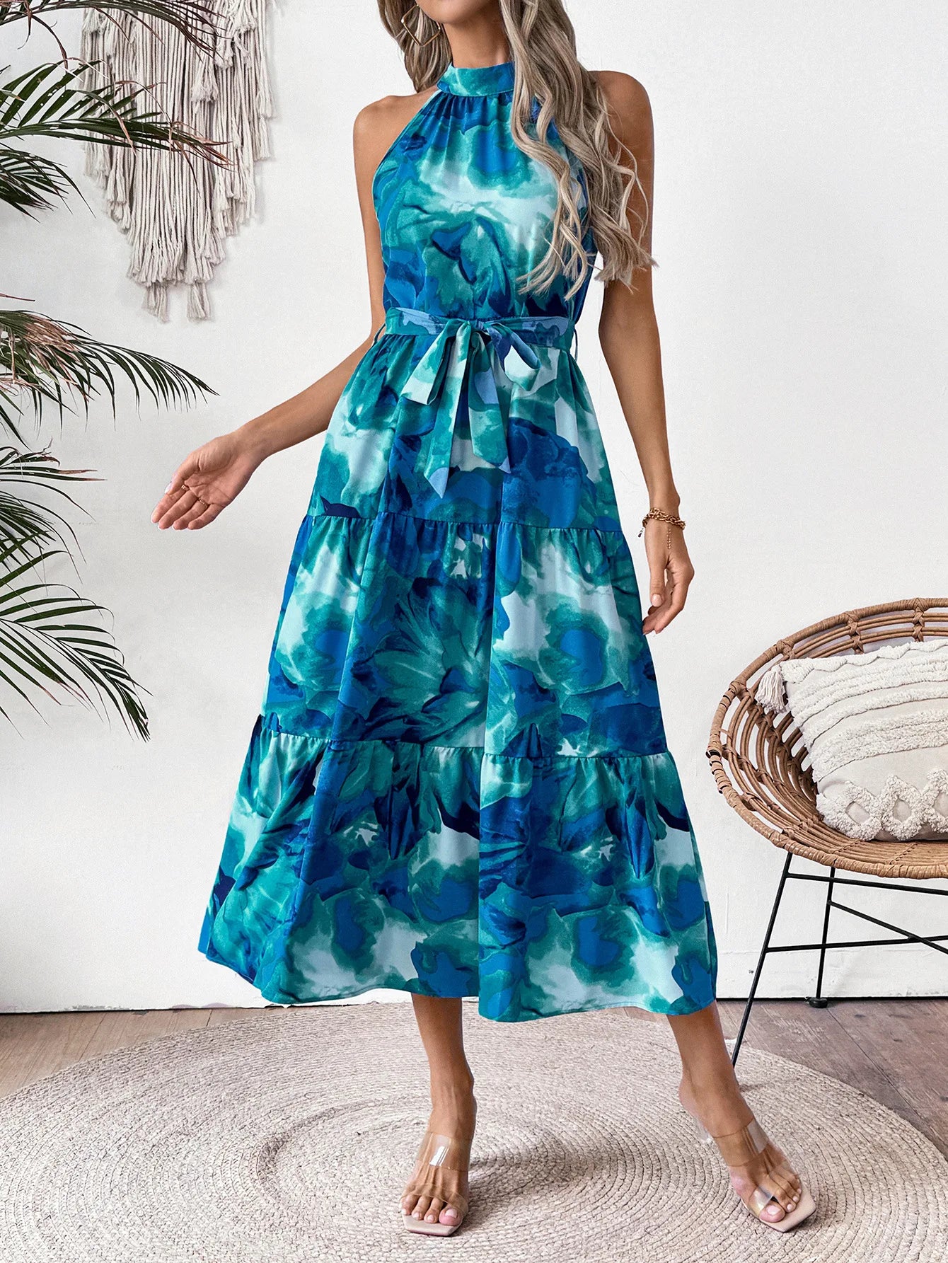 Serenya™ | Watercolour Sleeveless Summer Dress