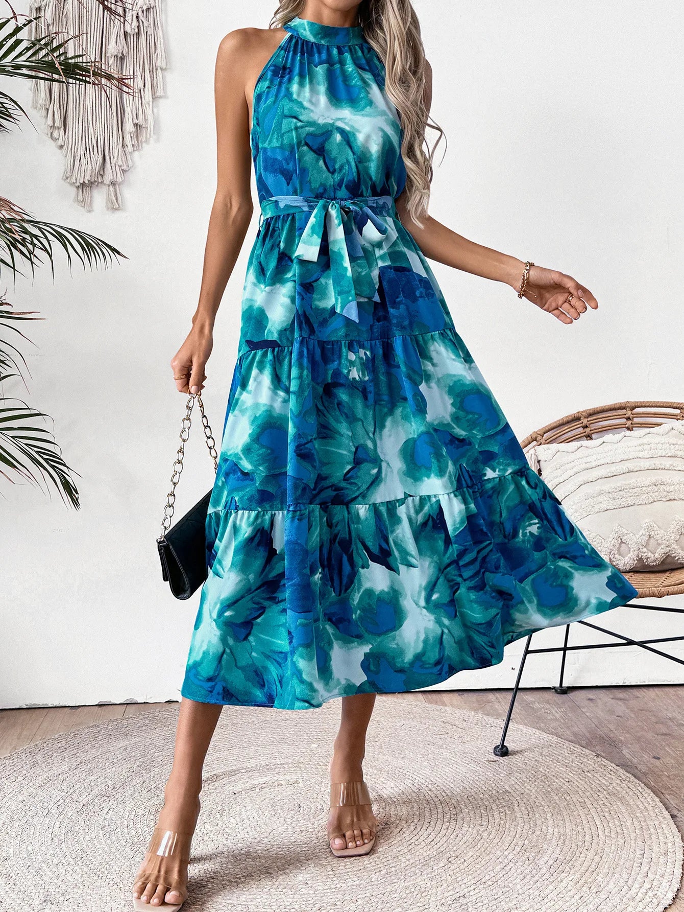 Serenya™ | Watercolour Sleeveless Summer Dress