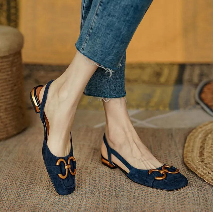 Porzia - Dames slingback instapper met vierkante neus