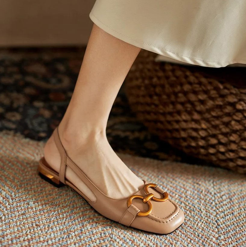 Porzia - Dames slingback instapper met vierkante neus