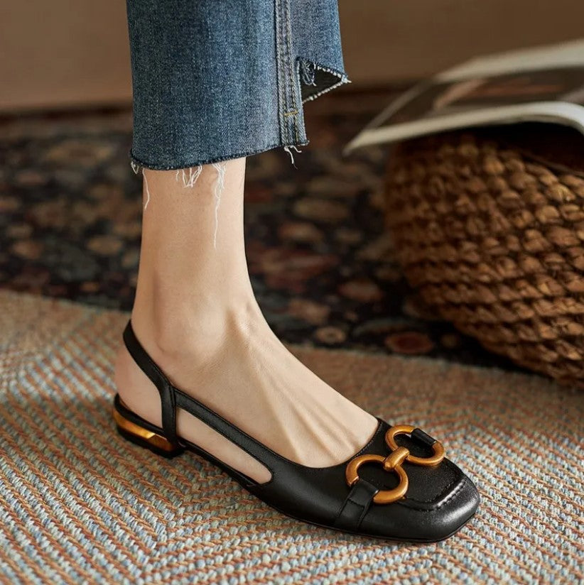 Porzia - Dames slingback instapper met vierkante neus