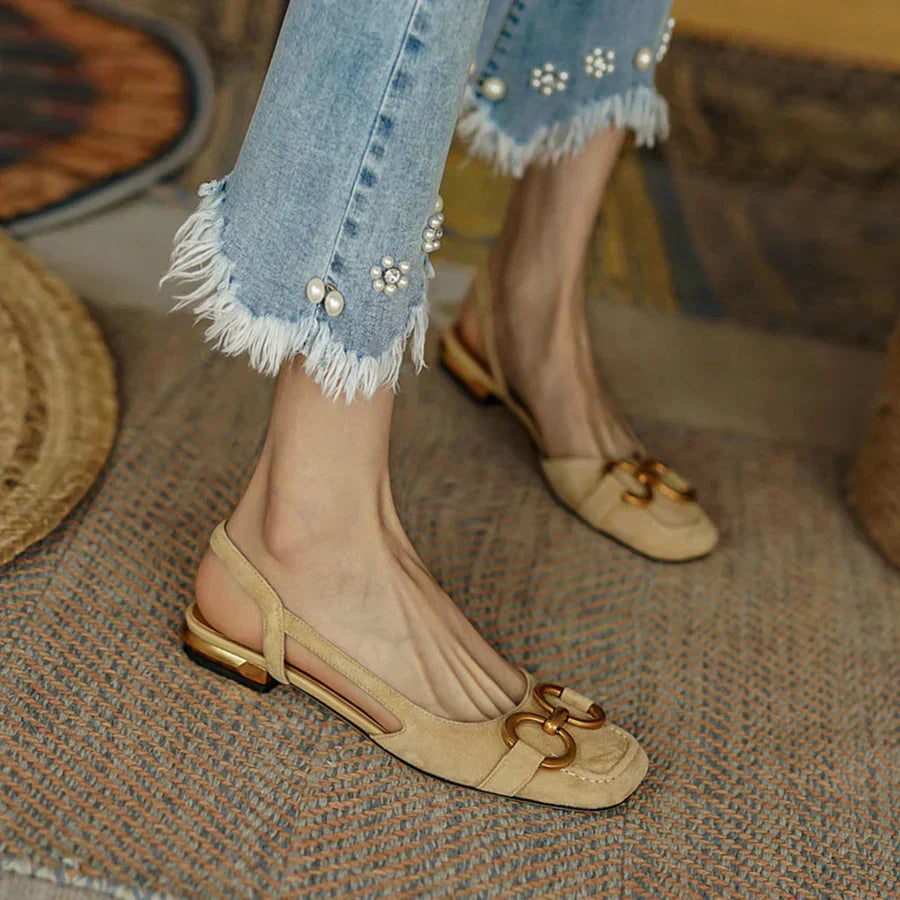 Porzia - Dames slingback instapper met vierkante neus