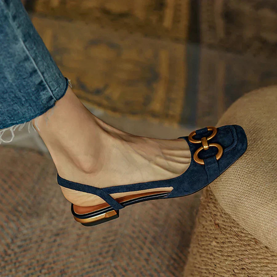 Porzia - Dames slingback instapper met vierkante neus
