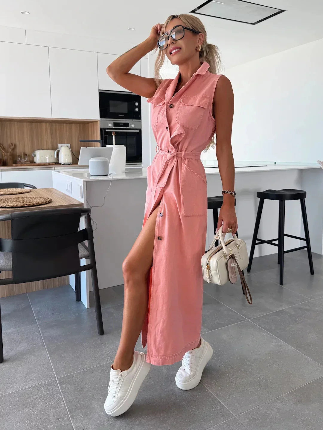 MARENZA™ | STRUCTURED MAXI DENIM DRESS
