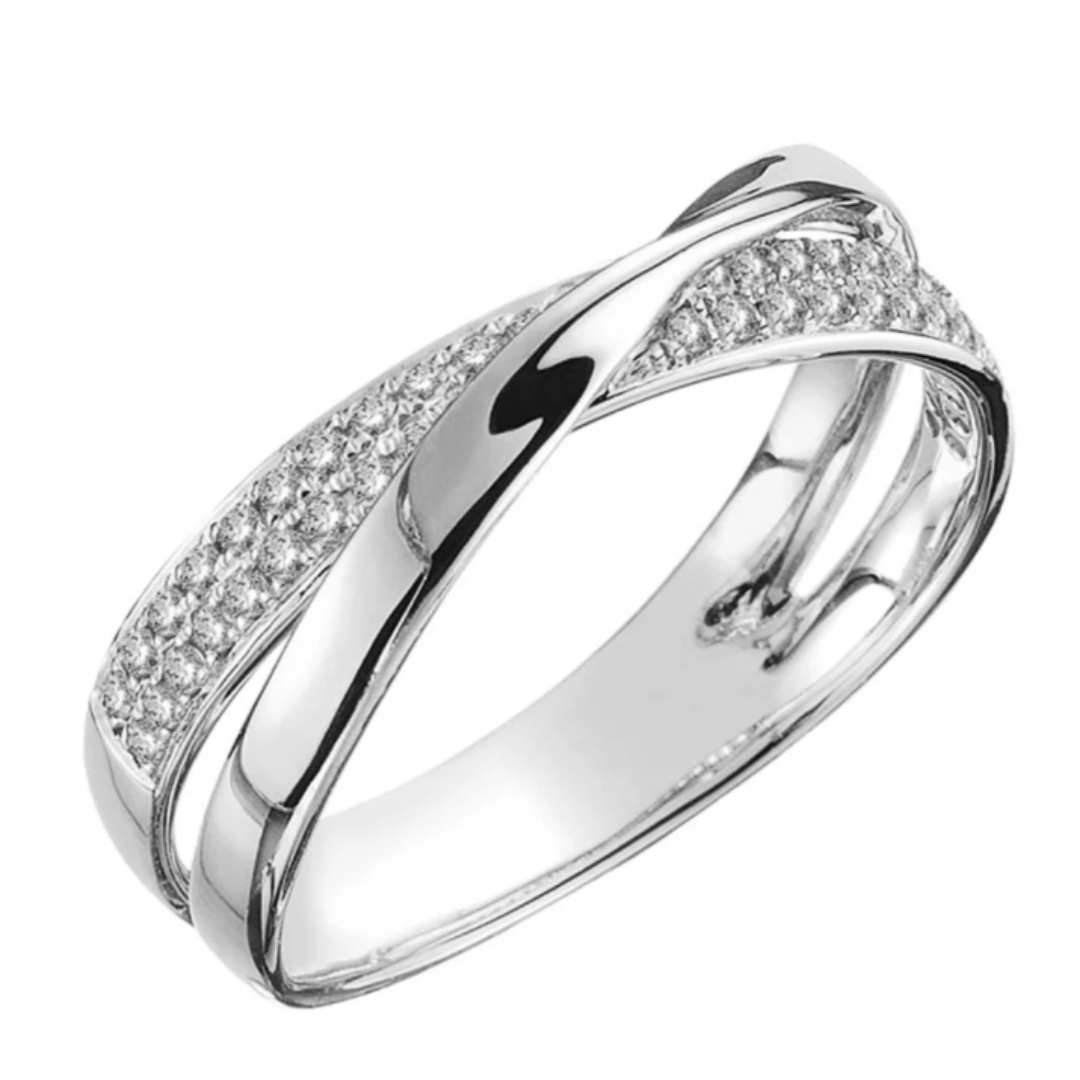 Vintage Interlace Ring with Gold and Silver Zirconia