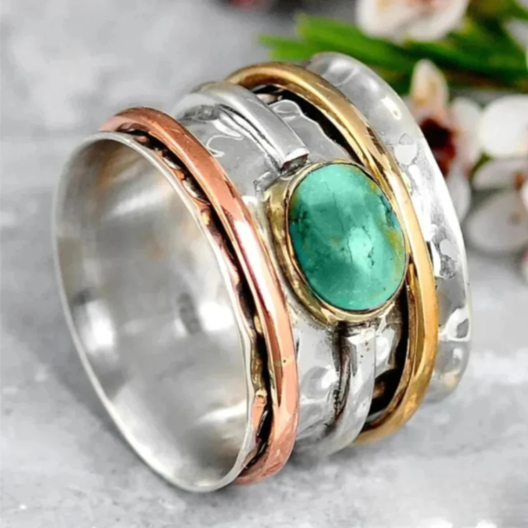 Vintage Ring with Turquoise in Gold and Silver