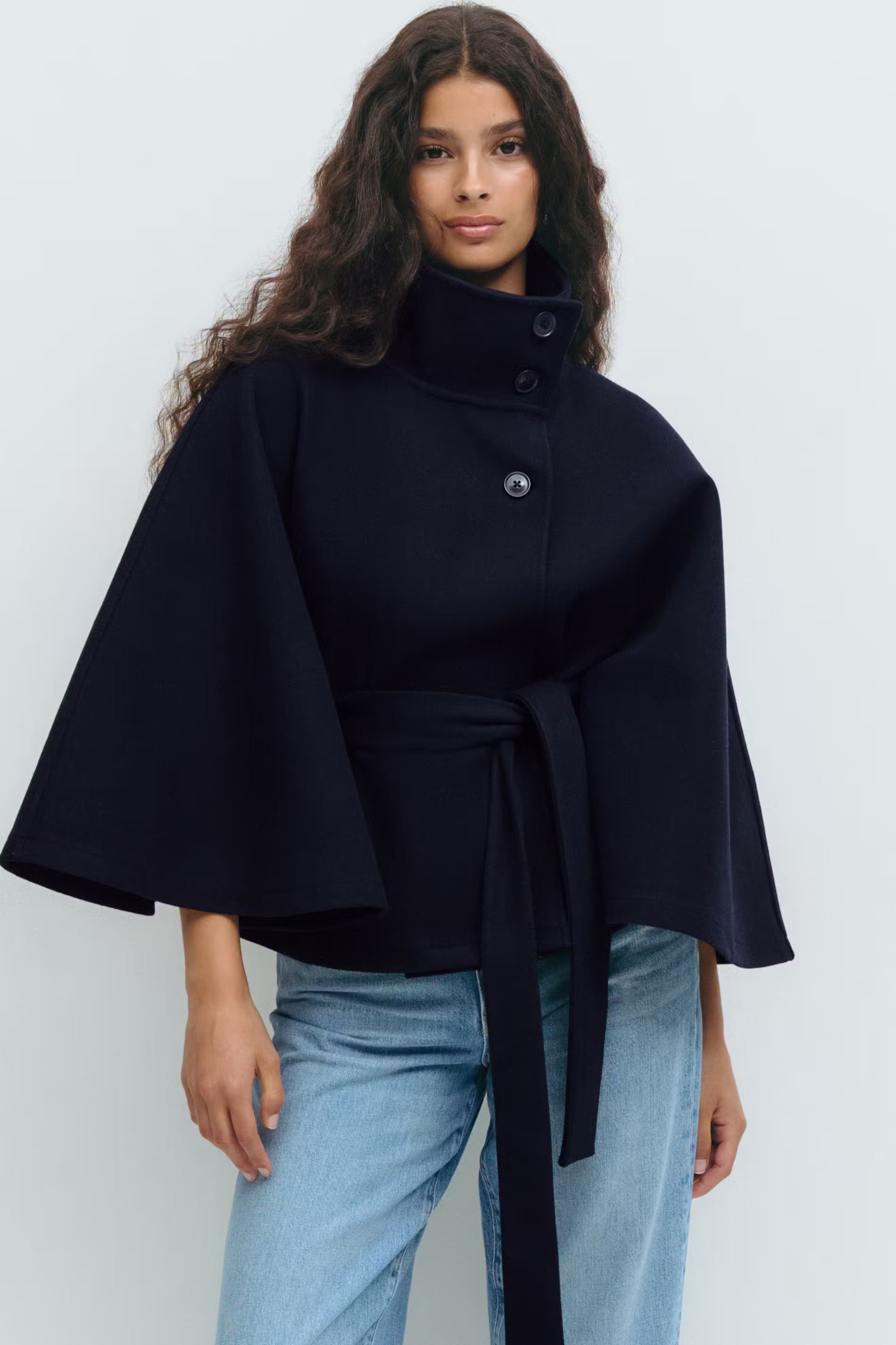 Loreza™ | Elegant Women’s Coat with Belt & High Collar
