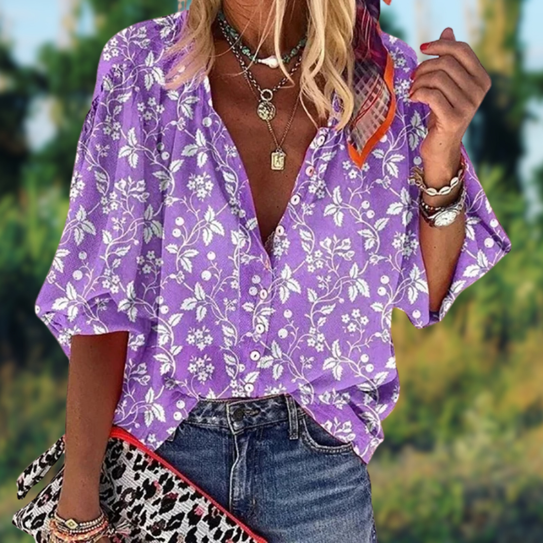 MERAYLA™ | VINTAGE V-NECK BLOUSE