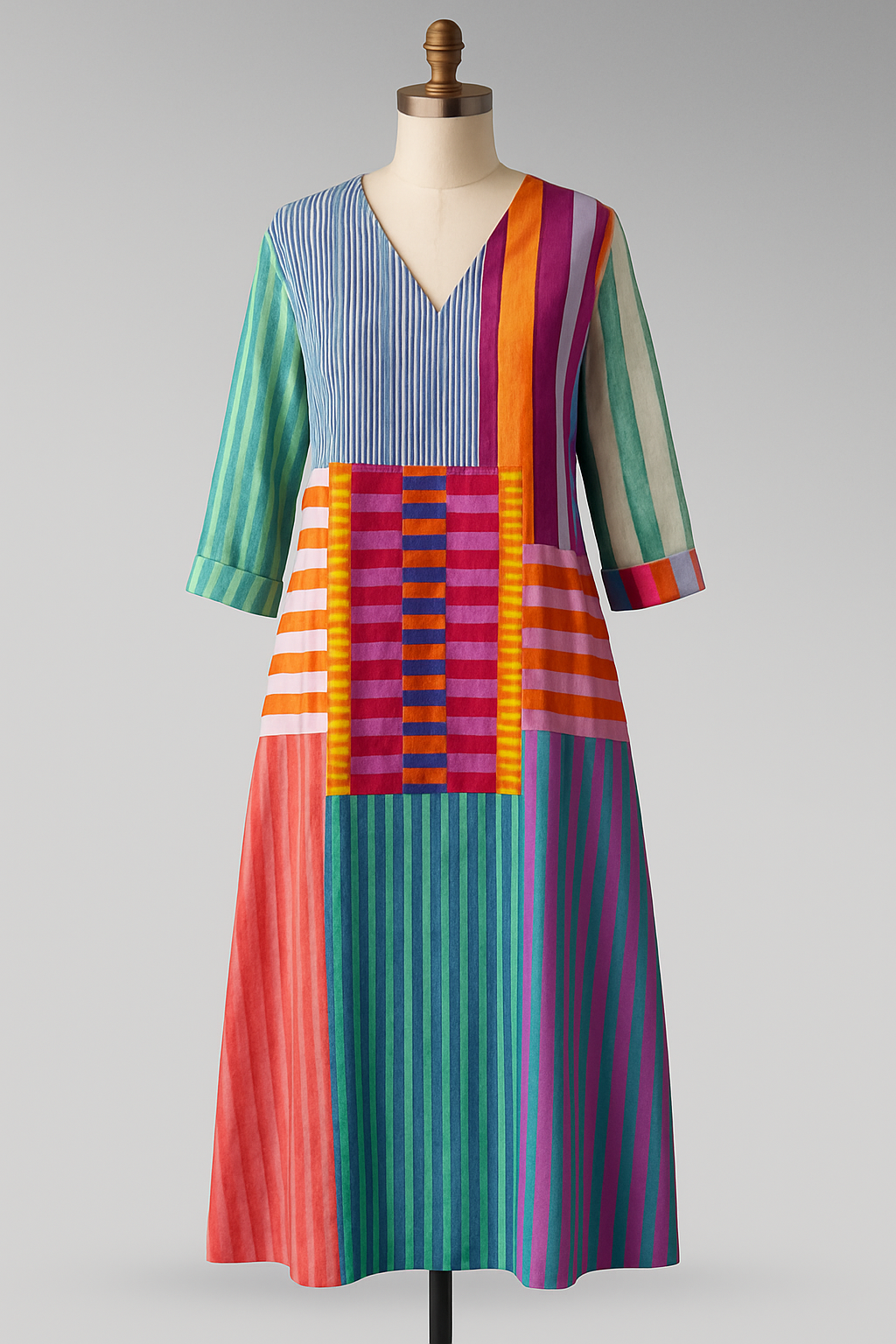 CALINA™ | ELEGANT GEOMETRIC MIDI DRESS