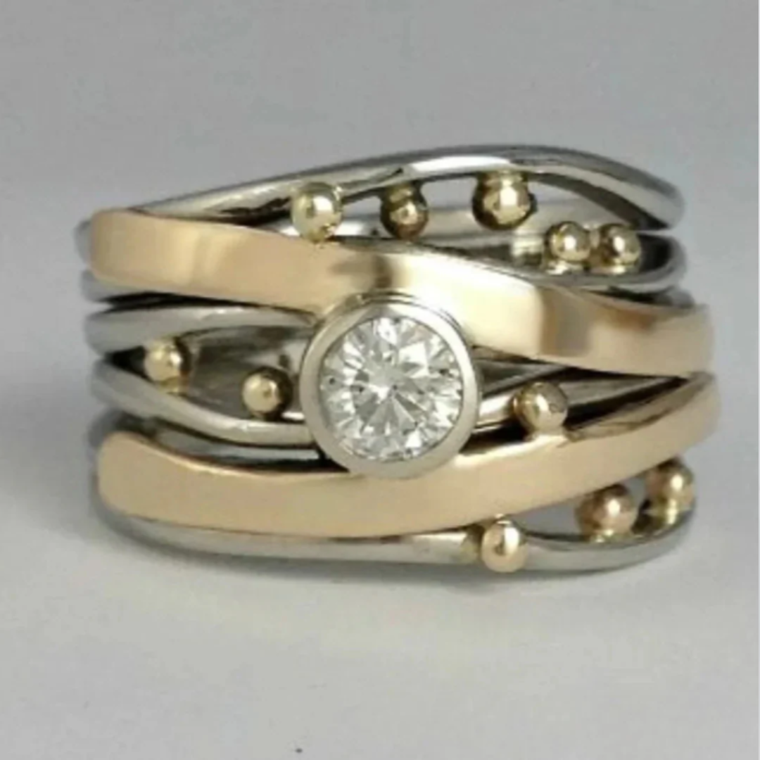 Vintage Gold Ring with Cut Zirconia