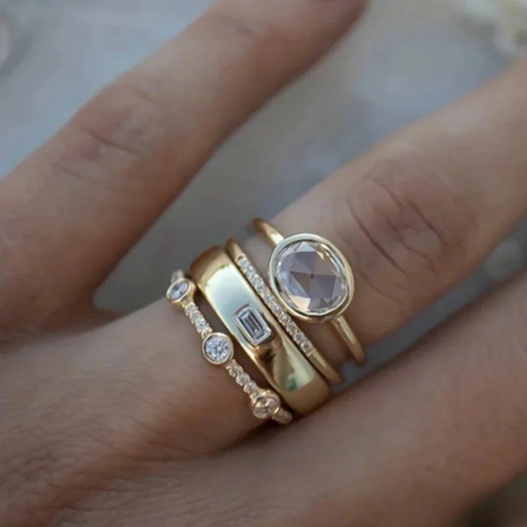 Vintage Gold Ring with Cut Zirconia
