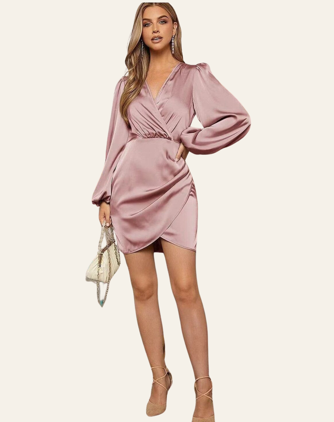 ELOISE | SATIN PUFF SLEEVE DRESS