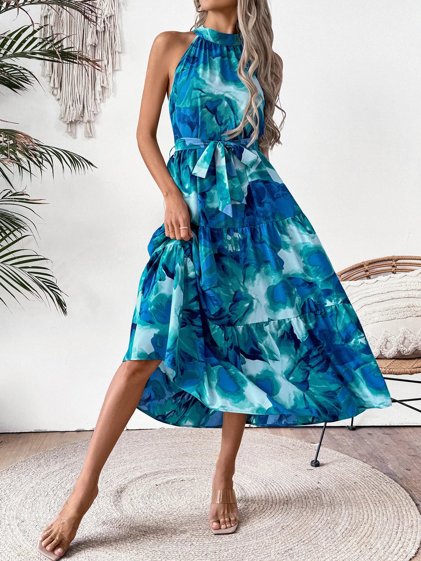 Serenya™ | Watercolour Sleeveless Summer Dress