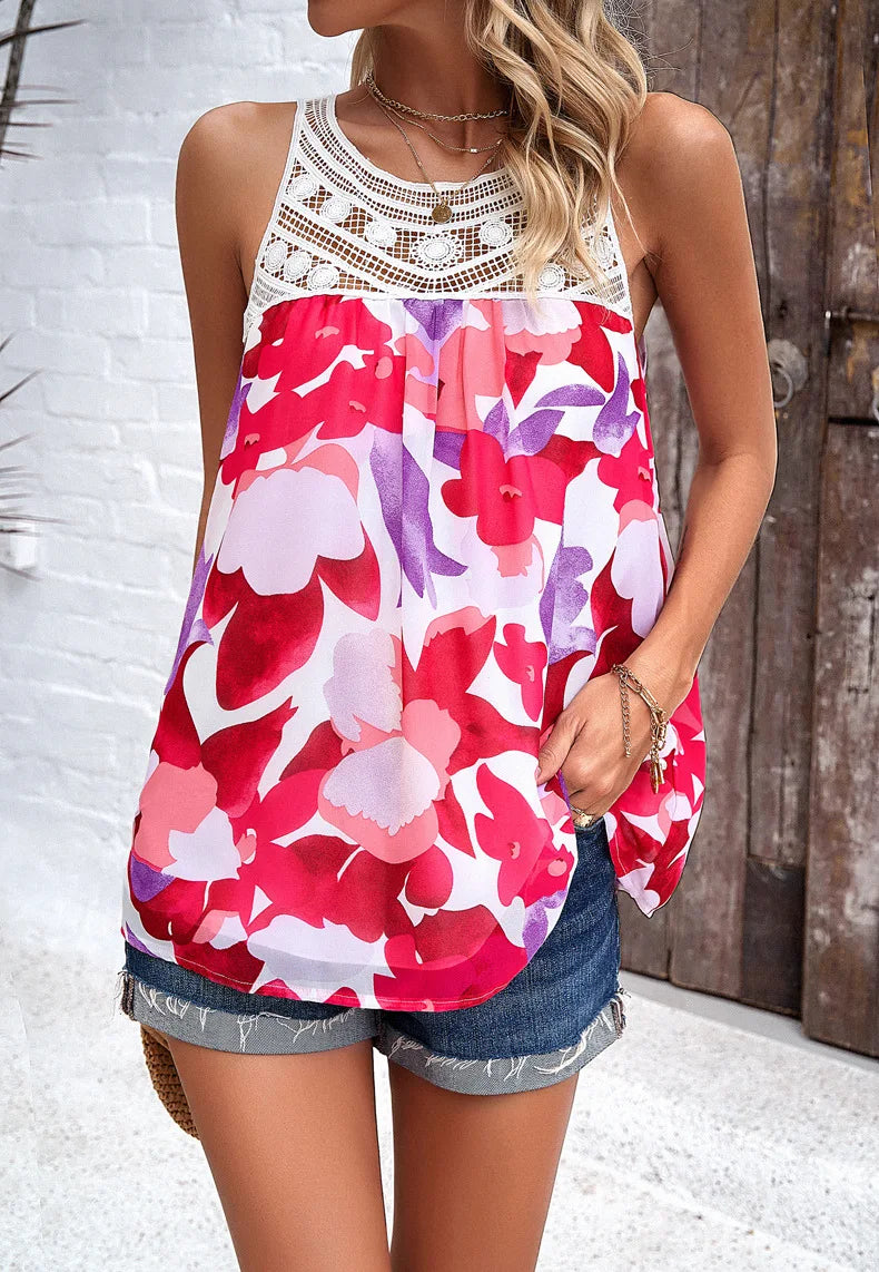 Elvianne™ | Watercolour Floral Patchwork Blouse