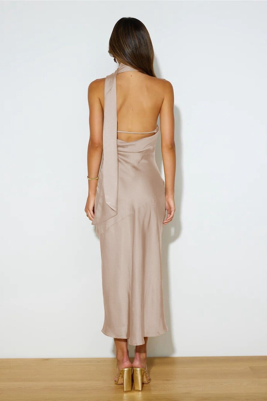 EMMA | SILK HALTERNECK MIDI DRESS